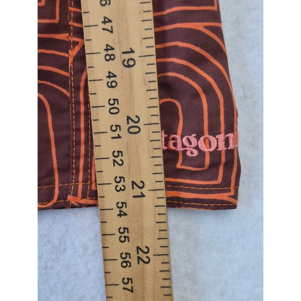 Patagonia Board Shorts Men's 40 Brown Orange Geometric Print Nylon Swim Surf